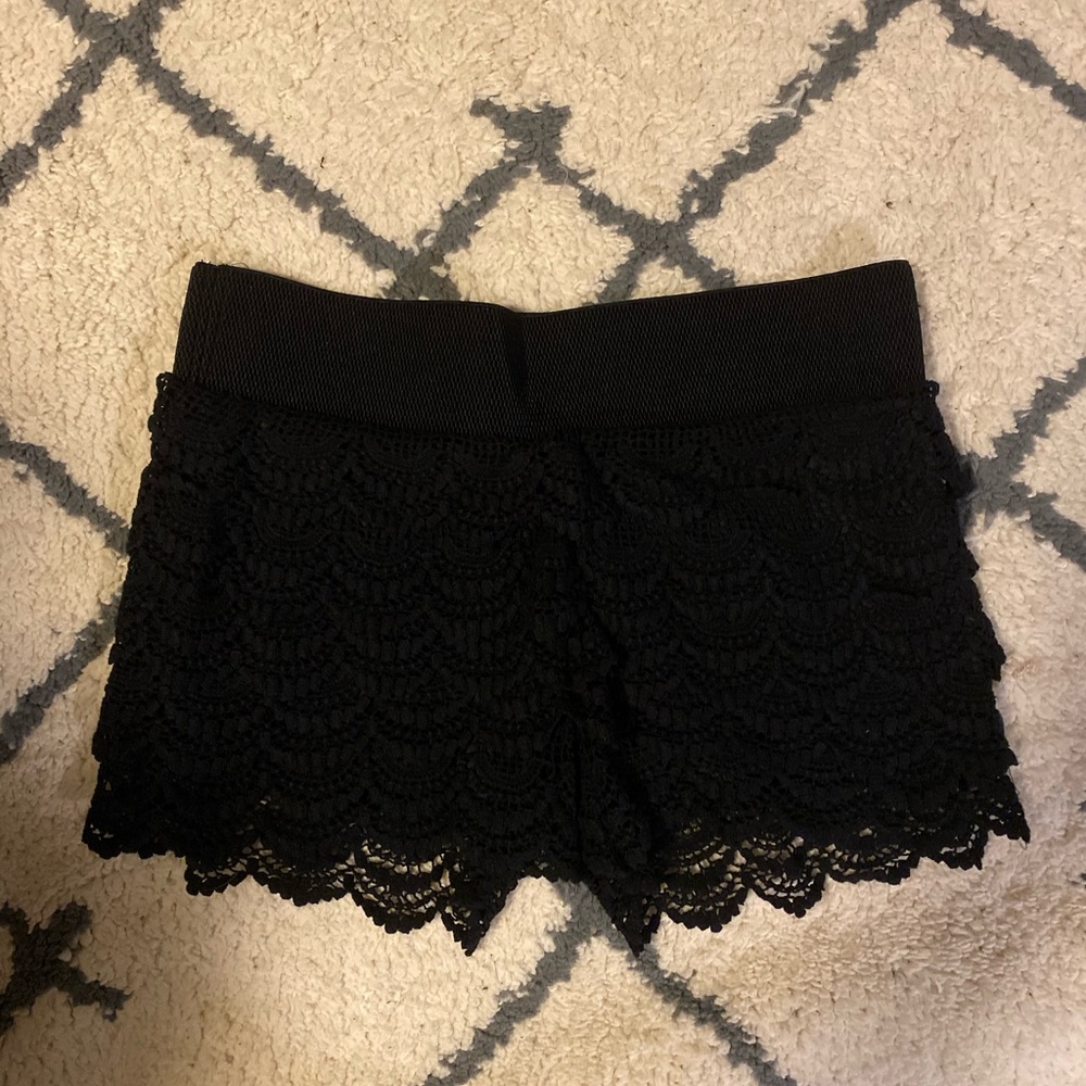 Black lace shorts